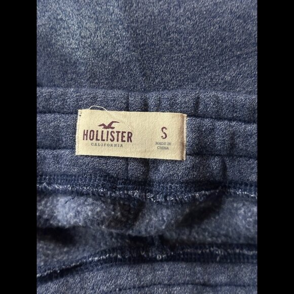 Hollister Shorts Small Mens Blue Heather Pull On Fleece Cut Off Logo - Picture 7 of 8